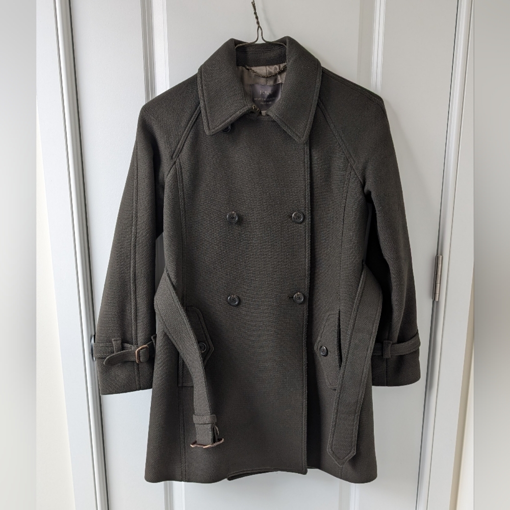 J. Crew Forest Green Wool Coat 6 Petite